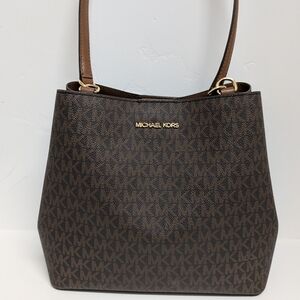 Michael Kors Brown Shoulder Bag with Monogram Design